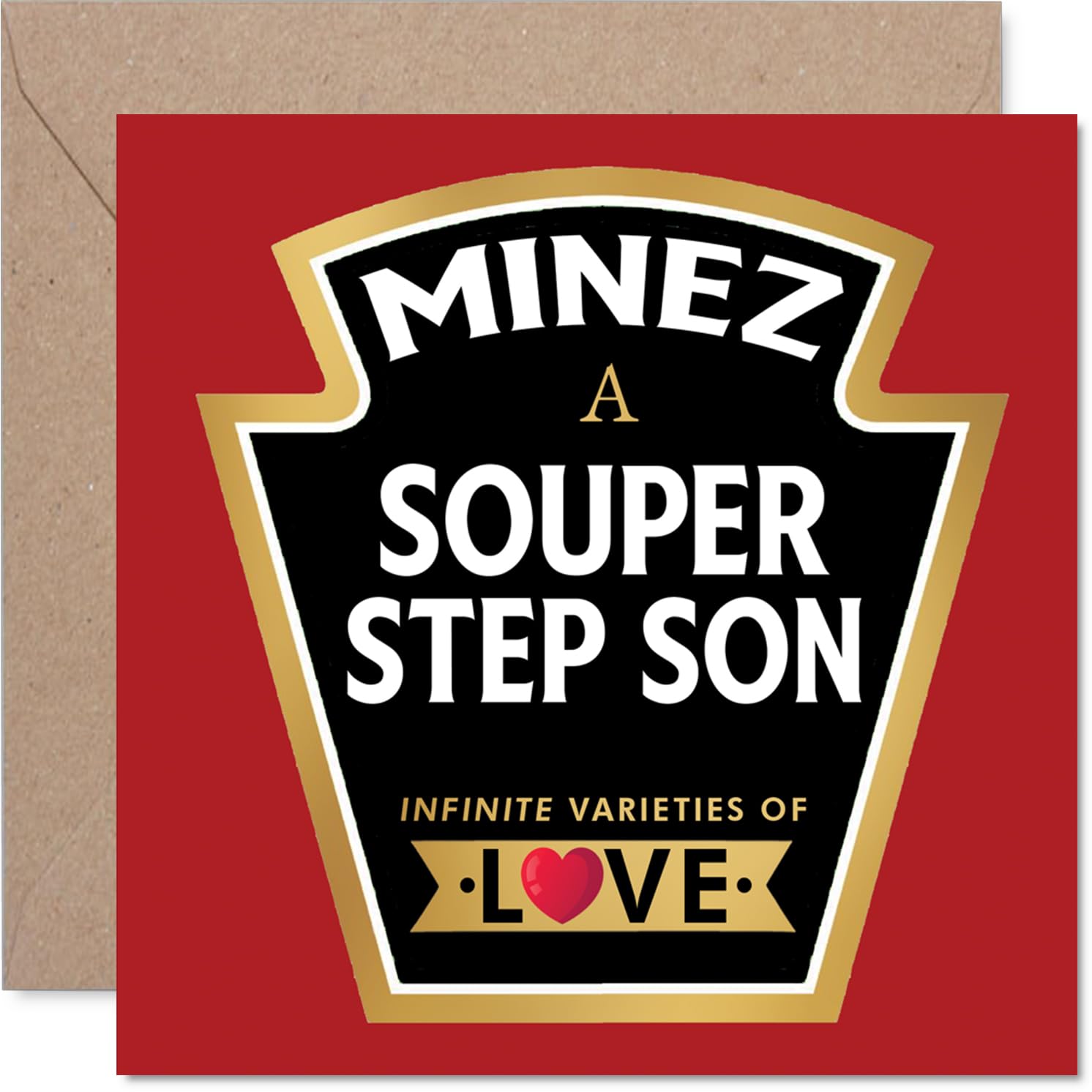 Step Son Birthday Card - Souper - Happy Birthday Card for Step Son from Dad Mum, 145mm Product Label Design Bday Greeting Cards