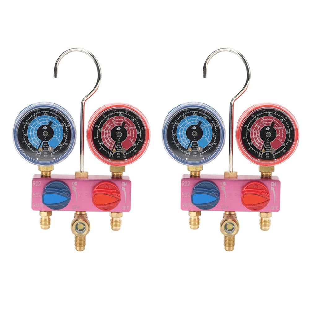 Lot de 2 manomètres de pression pour réfrigérant - G1/4 - Manomètre - Réfrigération - Pour R22/32/R410A