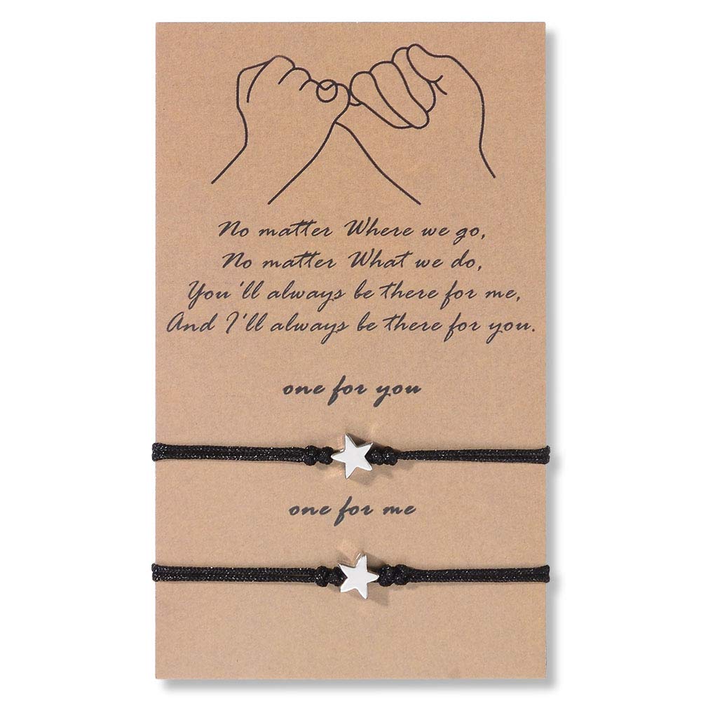 SUNSH 2Pcs Star Charm Pinky Promise Distance Matching Bracelets Relationship Couple Friendship Jewelry Adjustable Black String Gifts for Graduation Birthday Day (B088BFWKDB) Amazon Price History, Amazon Price Tracker