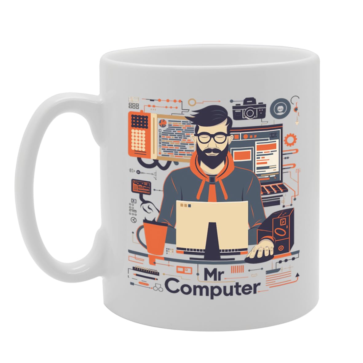 Coralgraph MG5909 Mr Computer Programmer Mug - Ideal for Coders and Tech Enthusiasts, Unique Keyboard Handle Design, 11oz Ceramic Coffee Mug for Programmers and IT Professionals