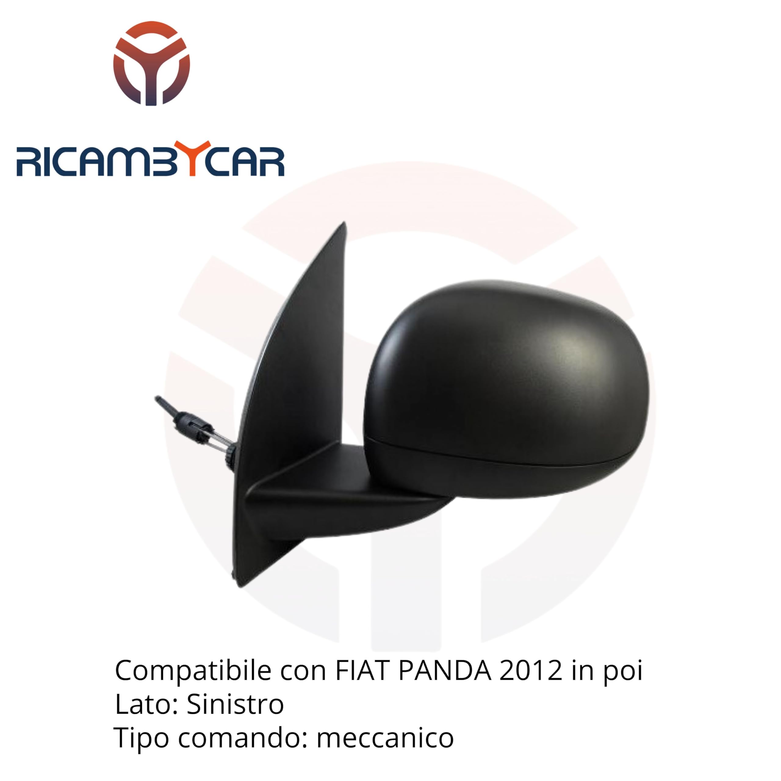 Specchio Retrovisore meccanico Nero Compatibile con Fiat Panda (319) dal 2012 in poi (guarda foto dell'auto) (Sinistro)