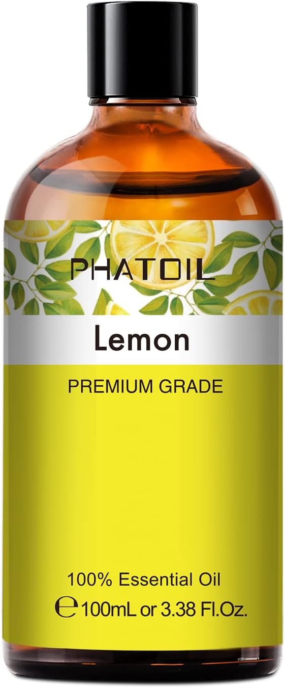 PHATOIL Lemon Essential Oil for Aromatherapy, Essential Oils for Diffusers for Home, Pure Natural Premium Quality Lemon Oil for Diffuser, Humidifier – 100ml PHATOIL Lemon Essential Oil for Aromatherapy, Essential Oils for Diffusers for Home, Pure Natural Premium Quality Lemon Oil for Diffuser, Humidifier – 100ml