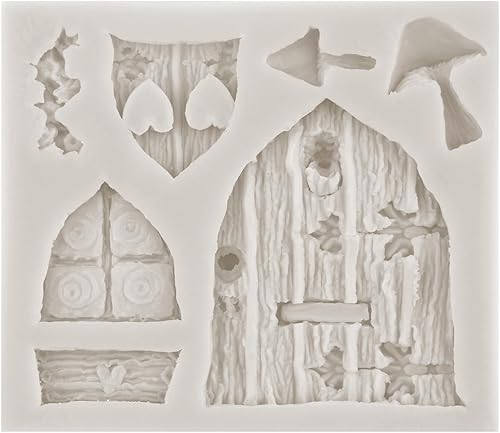 Miniatura 5 de Sijiangmold Moldes de silicona encantados para jardín, hadas, gnomo, puerta de casa, ventana, molde de fondant para caracol, hongos, fondant, para