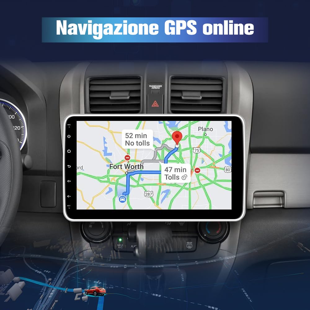 10.1 pollici Universale Autoradio 1 din Android 15 (2G+64G) Car Radio con CarPlay/Android Auto GPS Bluetooth WIFI FM RDS (Schermo ruotabile)