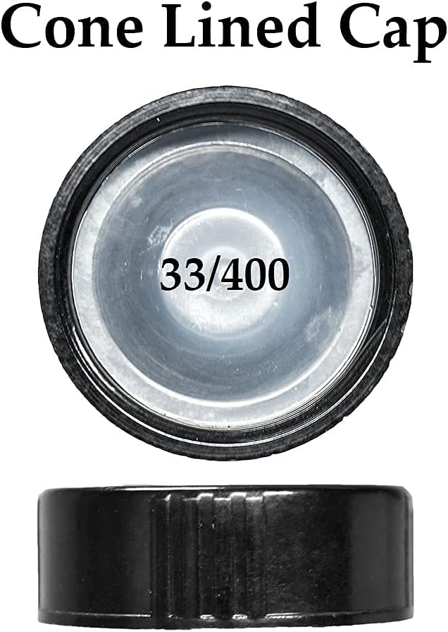 (Pack of 6) 32 oz. Amber Boston Round with Black Poly Cone Cap : Industrial & Scientific
