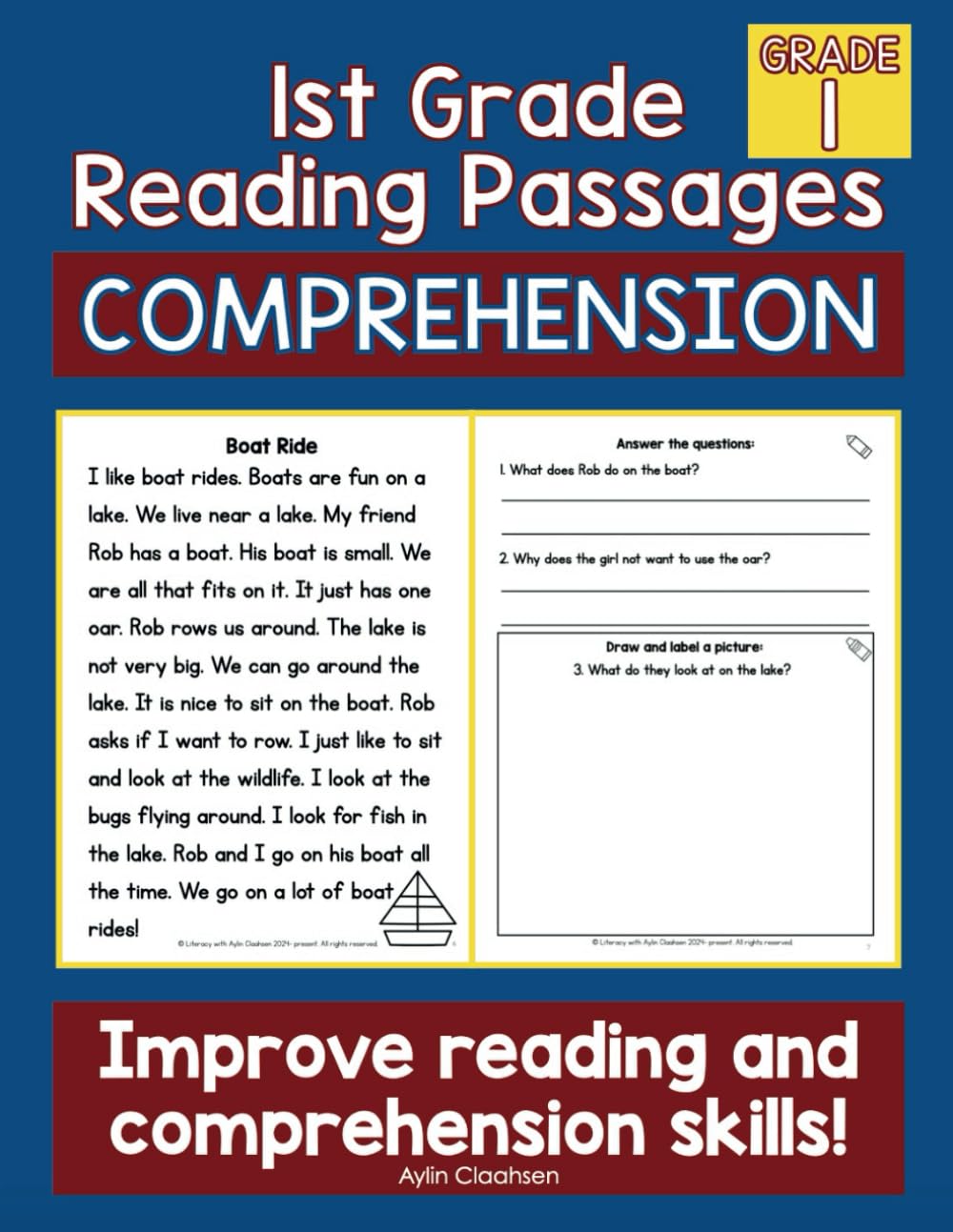 1st Grade Reading Passages with Comprehension Questions Workbook: First Grade Reading Passages with Comprehension Questions, Fiction Reading Comprehension Passages for Grade 1, Ages 6-7