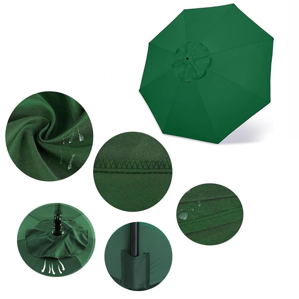 6.5/7.5/8.2/8.8/9.8/11.5ft Vervanging Tuin Parasol Canvas 6/8 Ribs Donkergroen/Grijs/Rood/Wit Vervanging Luifel voor Parasol Paraplu Vervanging Doek(E3,9.8 FT 300cm 6 Ribs