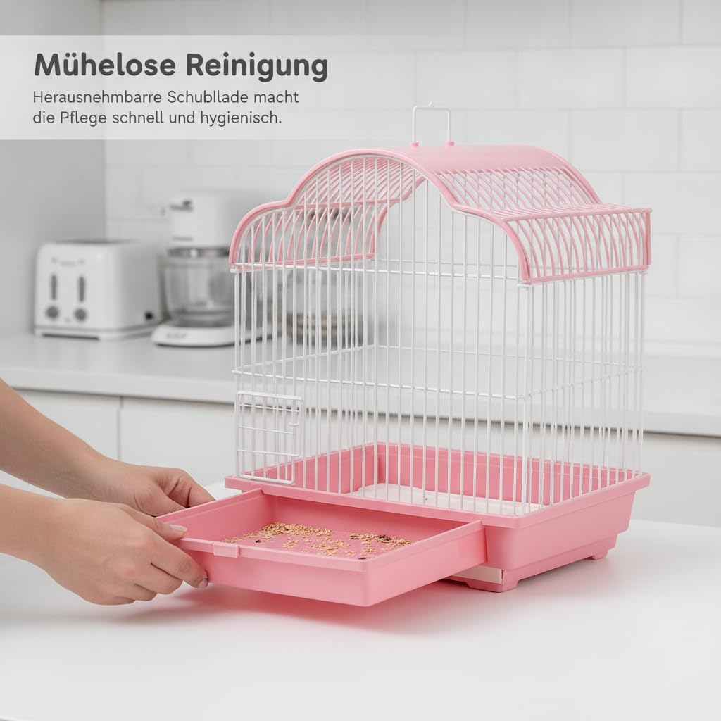 Heim für Wellensittiche groß, Käfig für vögel mit 2 Ebenen, für Vogelpflege, Knuspriges Kaltweiß, Weiß