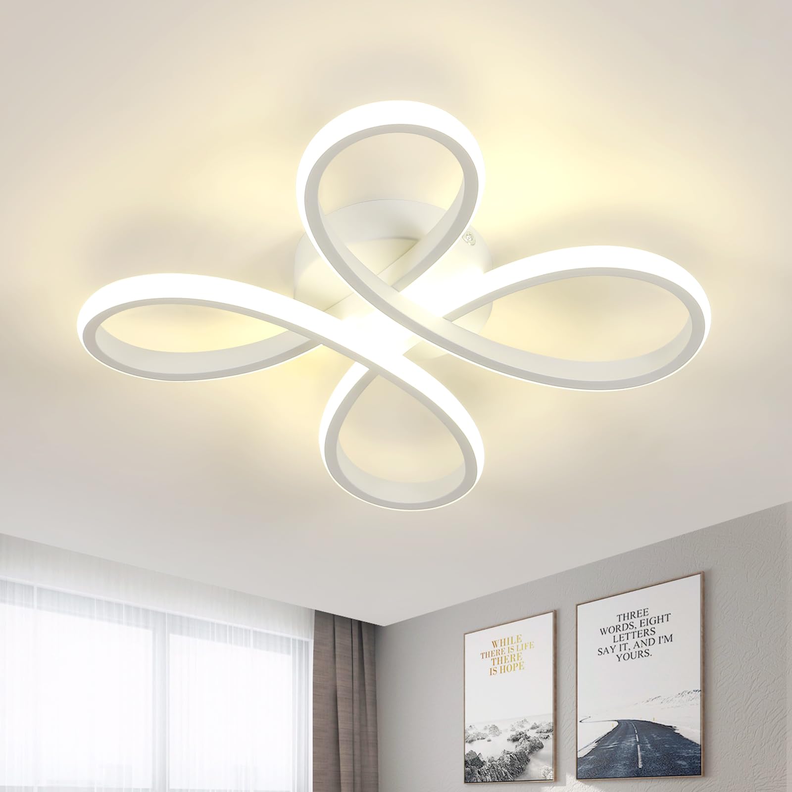 Comely Plafoniera LED Moderna, 30W 3500LM Lampada da Soffitto Moderna Fiore Design, Bianco Lampadario LED in Acrilico per Camera da letto, Sala da Pranzo, Balcone, Cucina, 4500K Luce Naturale