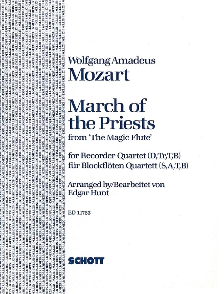 The Magic Flute: March of the Priests. 4 recorders (SATB). Partition d'exécution.
