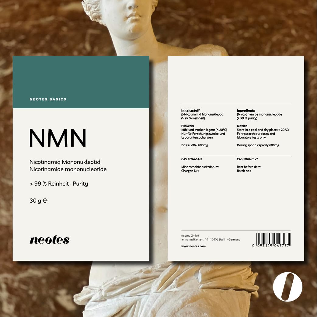 Poudre N M N - 1 paquet de 30 g | Pureté supérieure à 99% sans additifs - matière première de marque testée en laboratoire en Allemagne | neotes