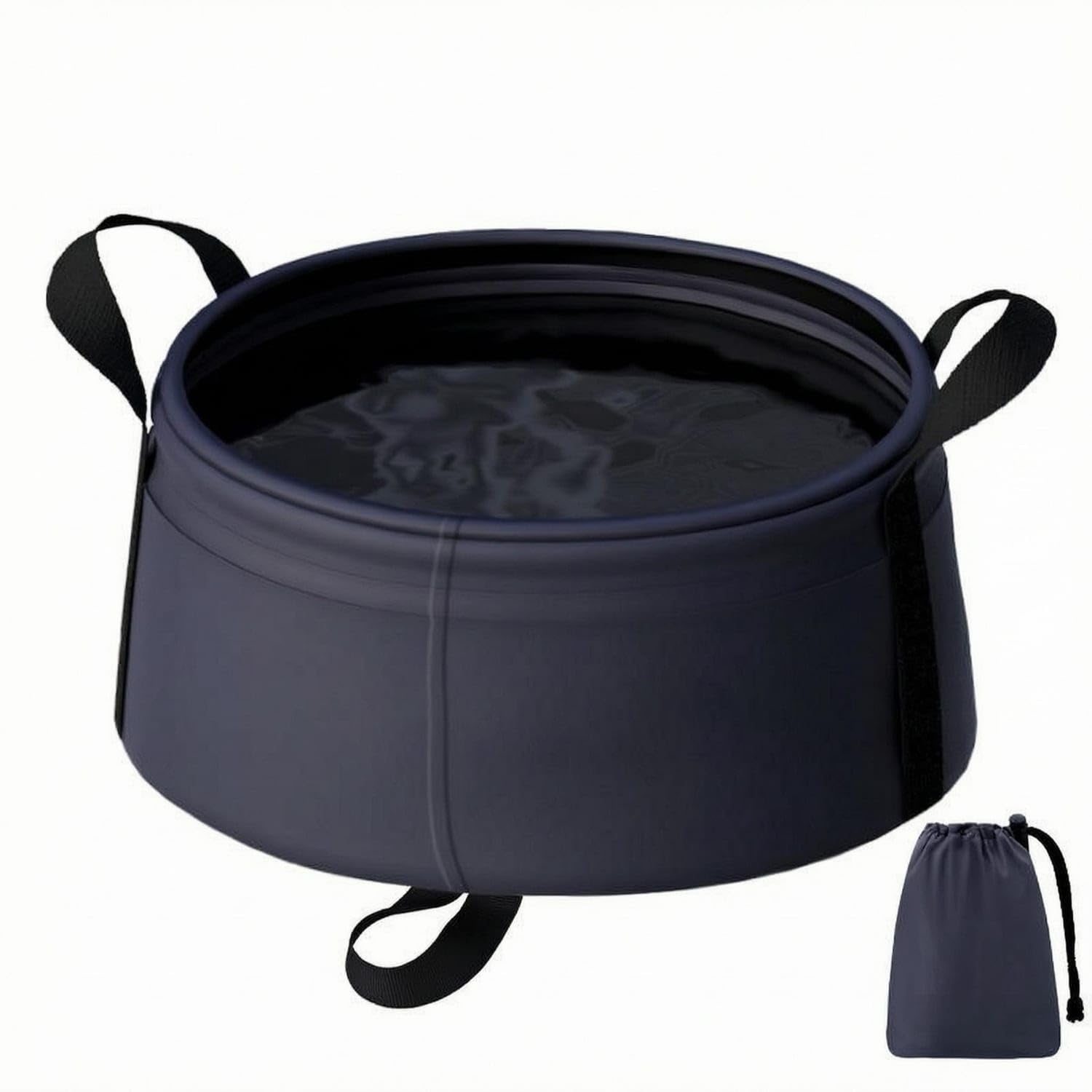 Compact Storage Collapsible Basin Carry Handles Folding Basin Drawstring Pouch Household Container Space-Saving, Blue-image-23