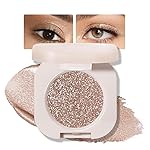 FeiCuiYun Glitter Shimmer Sparkle Eyeshadow Palette Makeup for Older Women, Glitter Light Brown Shimmer Metallic Holographic Multichrome Cream Iridescent Single Monochrome Eye Shadow Makeup, 10