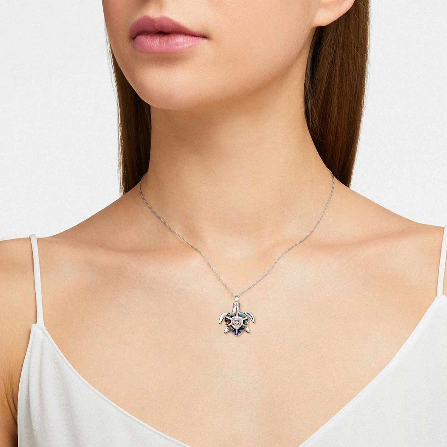 TANGPOET Urn Necklace 925 Sterling Silver Turtle Memorial Cremation Jewellery for Ashes Pendant Necklace for Mum Dad Women Men Pet with Funnel Filler Kit - Image 4