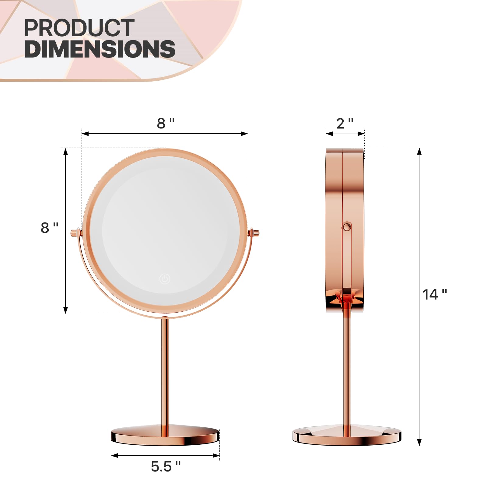 Magshion Lighted Makeup Mirror with 3 Color Lights & 10X Magnification, 360° Swivel Design, Double-Sided Vanity Mirror with Stand for Bathroom & Bedroom Tabletop, 14