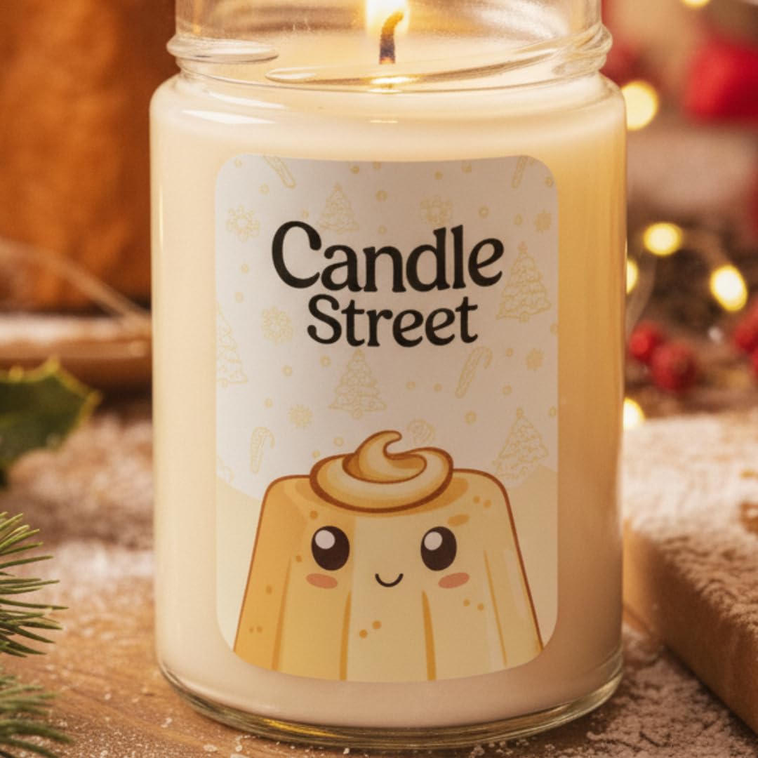 Candle Street Pandoro Duftkerze 500 g | Vanille, Zitrone und Karamell | Kollektion Süße Weihnachten | Handgemachte Kerze im Glas, 120 Stunden Brenndauer, perfektes Geschenk für Partys