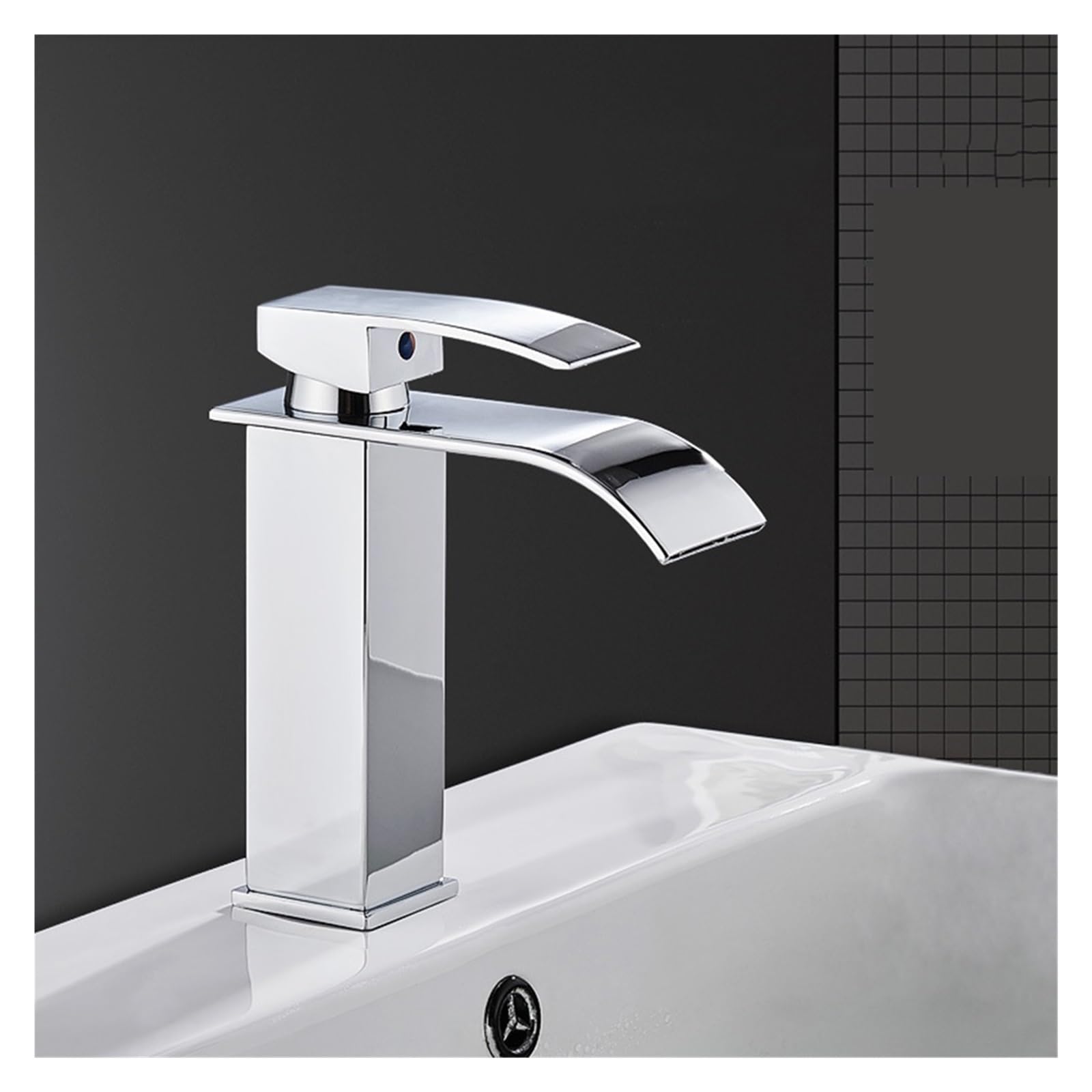 Grifo de Cocina Flexible de diseño Cuadrado Codo con Acabado Espejo, de Acero Inoxidable, con caño Ancho, Mezclador de Agua fría y Caliente, Elegante Grifo para Fregadero y baño.