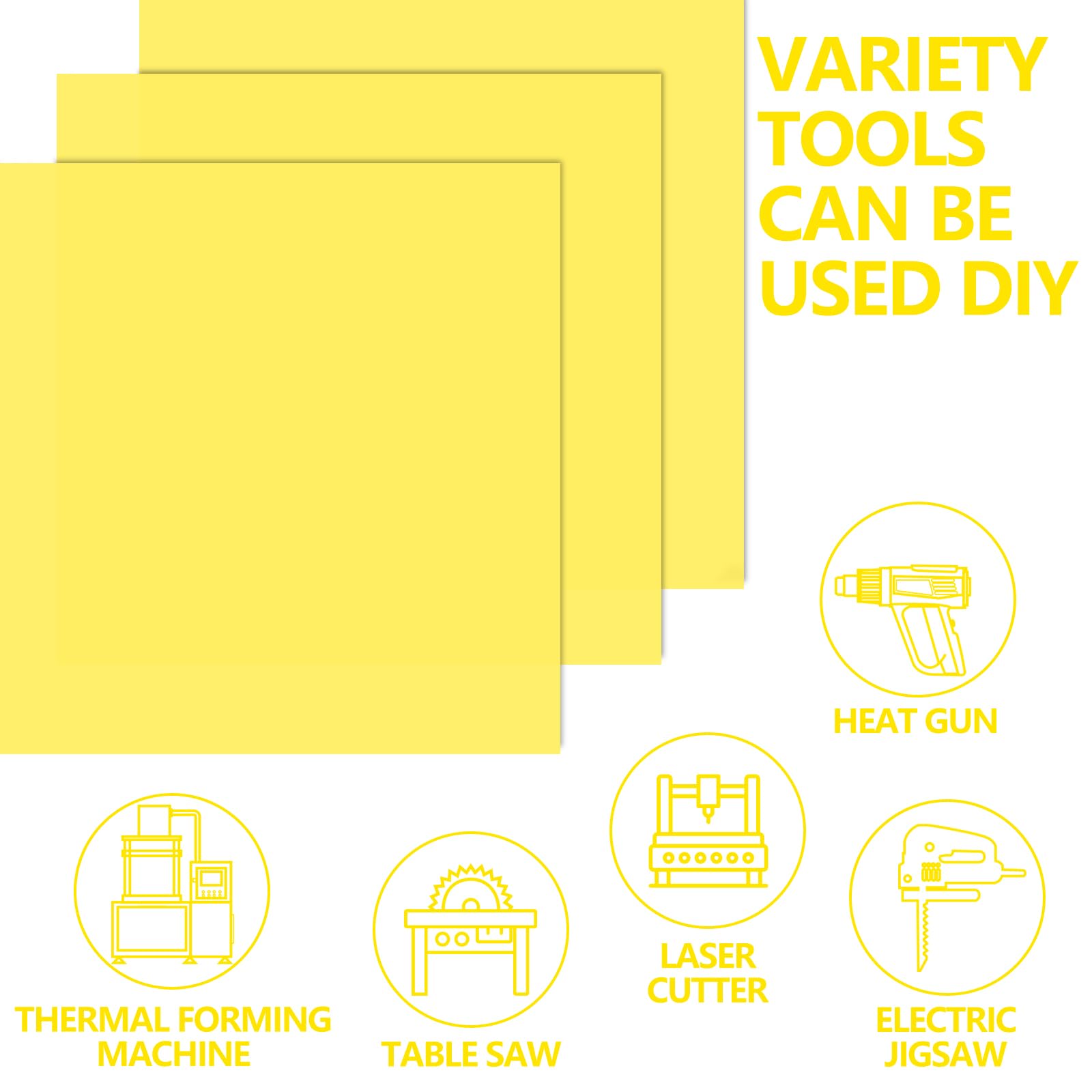 Yellow Acrylic Sheets - 3 Pack | DIY Crafting -6