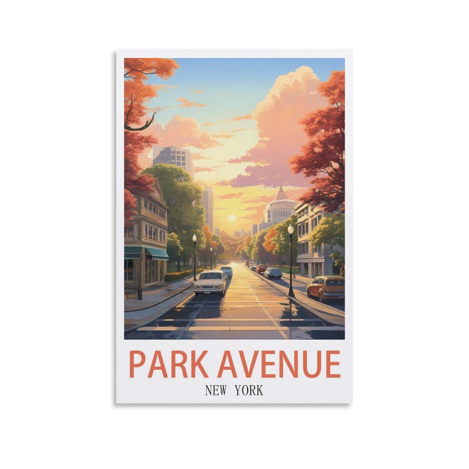 EZMLFA DIY Diamond Painting,Park Avenue New Yorks 5D Landscape Diamond Painting Kits for Adult, Gem Art Crystal Art Kits for Adults, for Home Wall 30x40cm