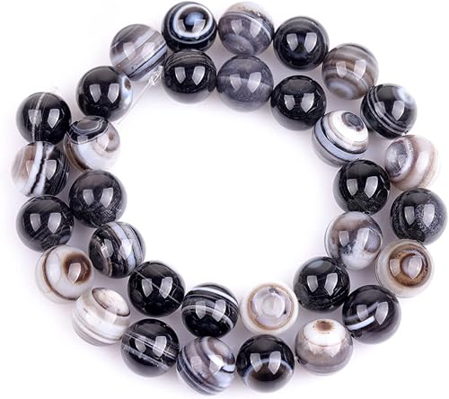 Miniatura 5 de JOE FOREMAN DZI negro DZI Sardonyx Onyx Agate cuentas redondas de piedra natural semipreciosas sueltas para hacer joyas de 15 pulgadas, hilo de