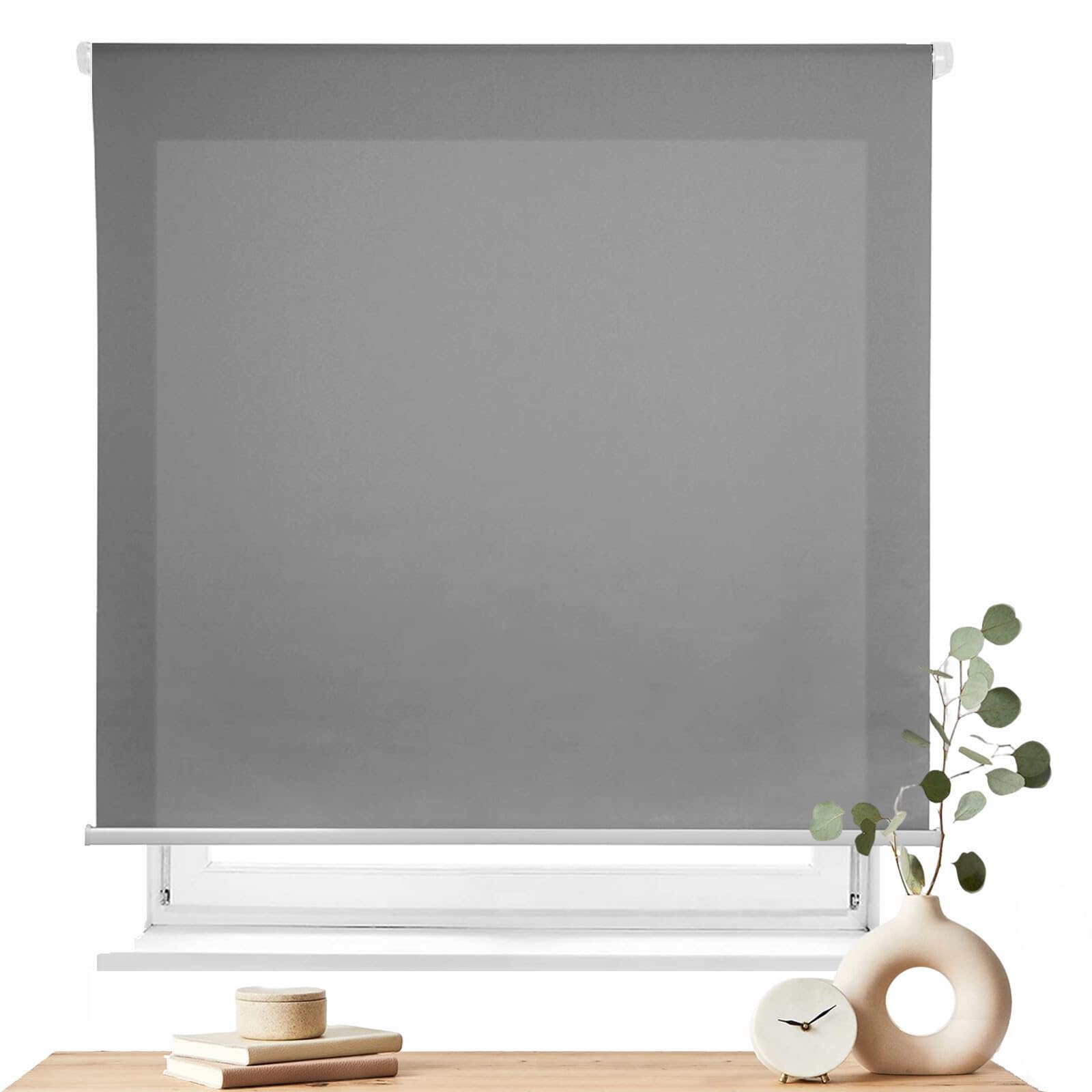 Estores Enrollables – Persiana Enrollable para Puertas y Ventanas con Cadena, protección de privacidad,135An x 180Al cm,Gris Oscuro