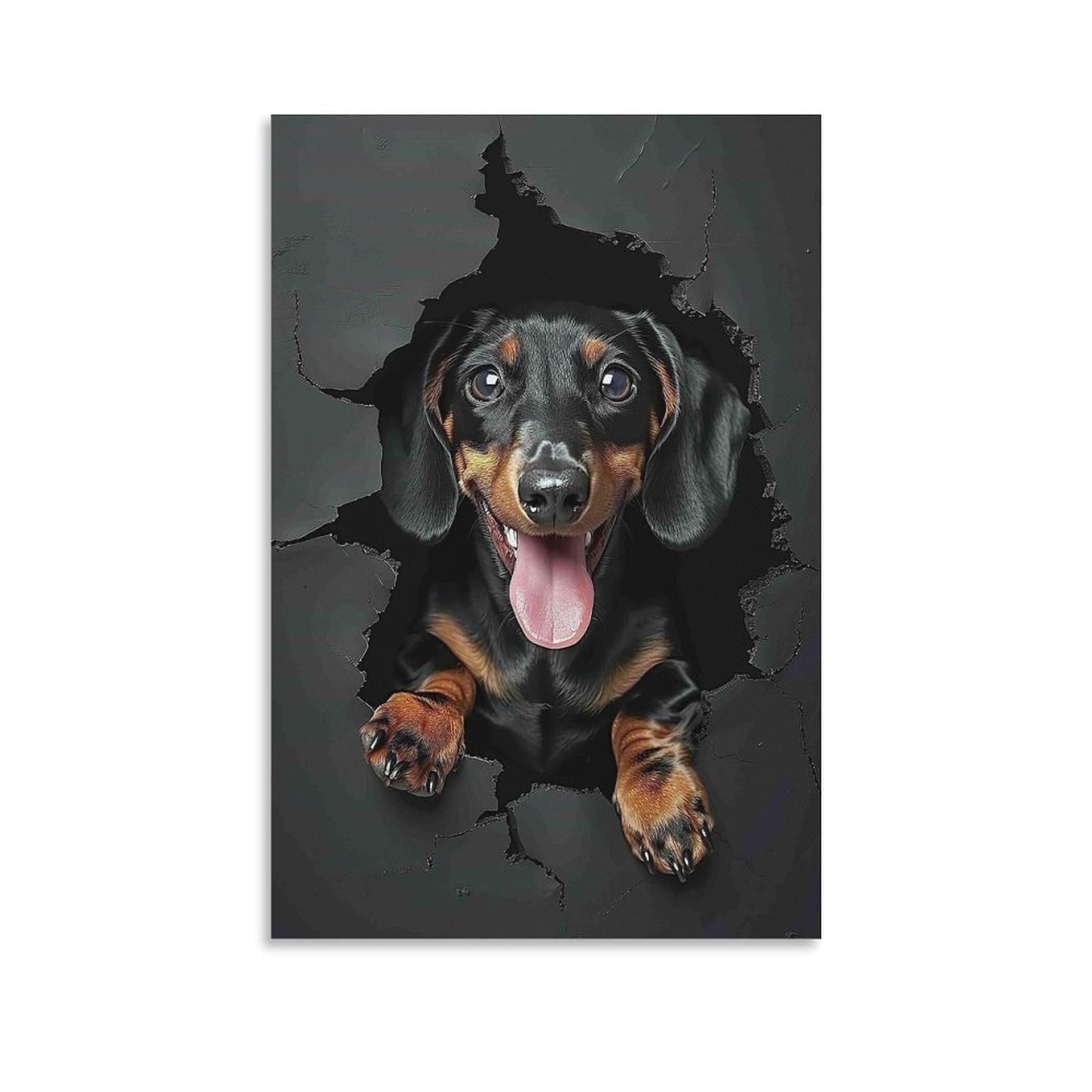 DHBANEIOK Dachshund Puppy Peek Wall Decor Poster Canvas Prints Picture Modern Canvas Wall Art Picture Wall Hanging for Living Room Bedroom Home Decorations 12x18inch(30x45cm)