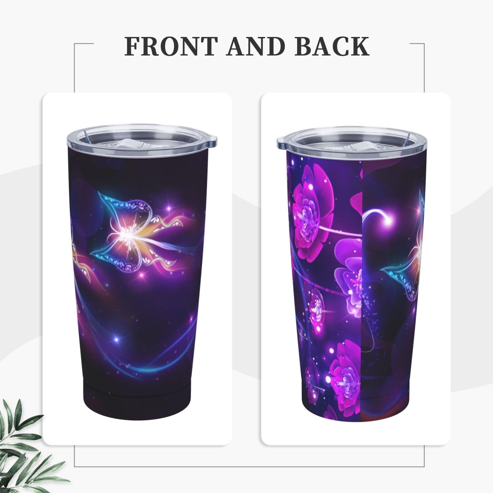 Tazza termica portatile della tazza dell'automobile della tazza dell'acciaio inossidabile stampata della farfalla viola