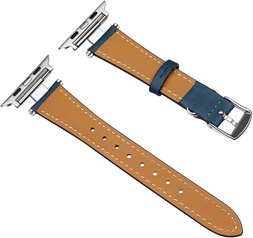 Miniatura 7 de Juntan Correa delgada de cuero compatible con Apple Watch de 1.496 in, 1.575 in, 1.614 in, 1.654 in, 1.732 in, 1.772 in, 1.929 in, correa de reloj