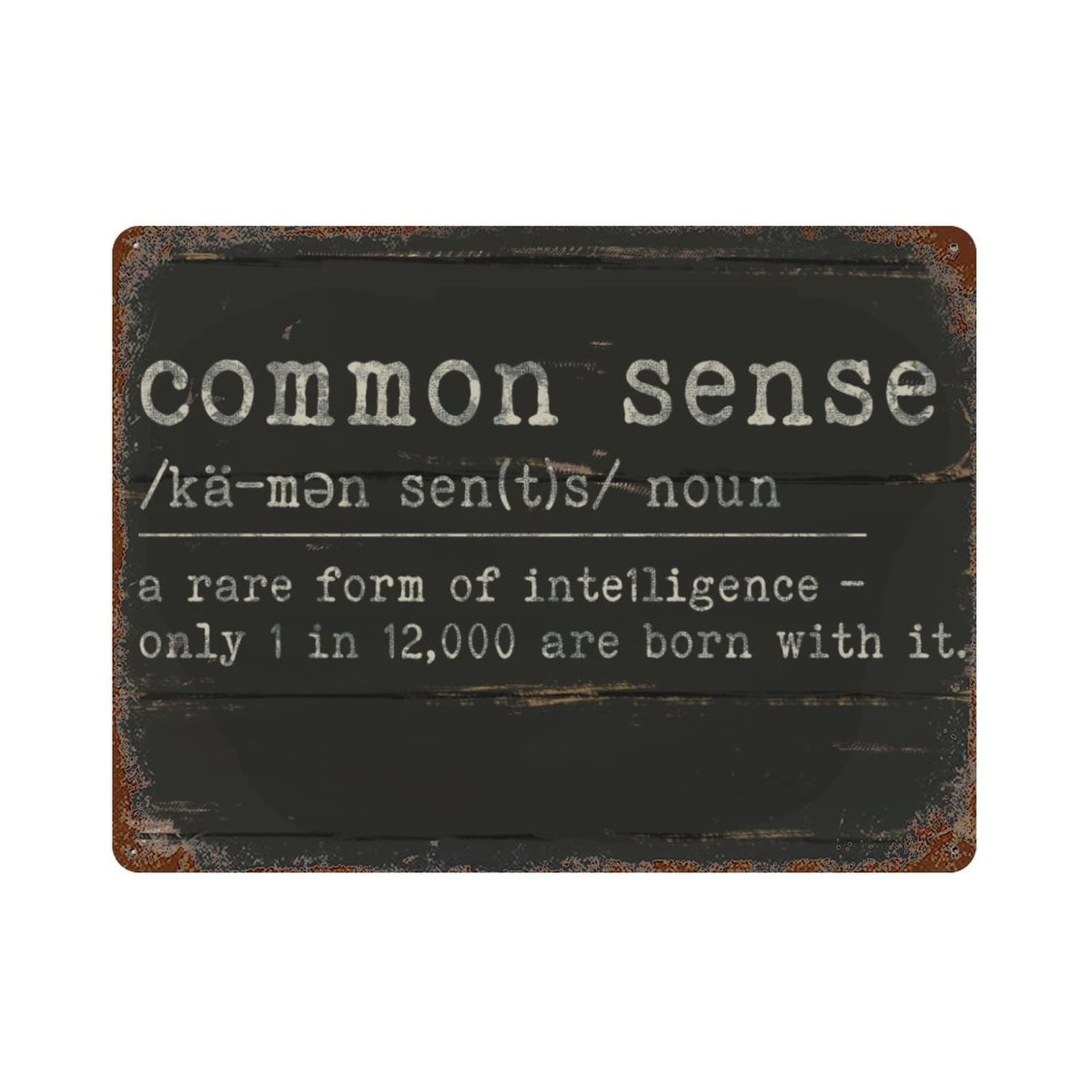 ENEDNATE Vintage Man Cave Aluminum Tin Metal Sign with Saying 12"x16" Common Sense Definition Dictionary Word Meaning Retro Street Metal Signs for Indoor Outdoor Garden Patio Yard Cafe Pub Home Decor