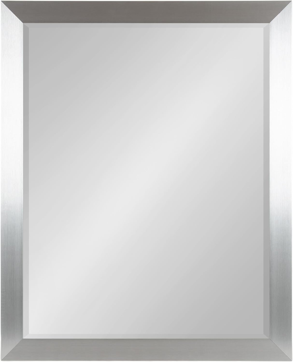 Kate and Laurel Cressna Traditional Framed Rectangle Bathroom Vanity Mirror, 26 x 32, Brushed Nickel, Classic Rectangular Bathroom Mirror for Over Sink or for Use as Entryway or Living Room Decor