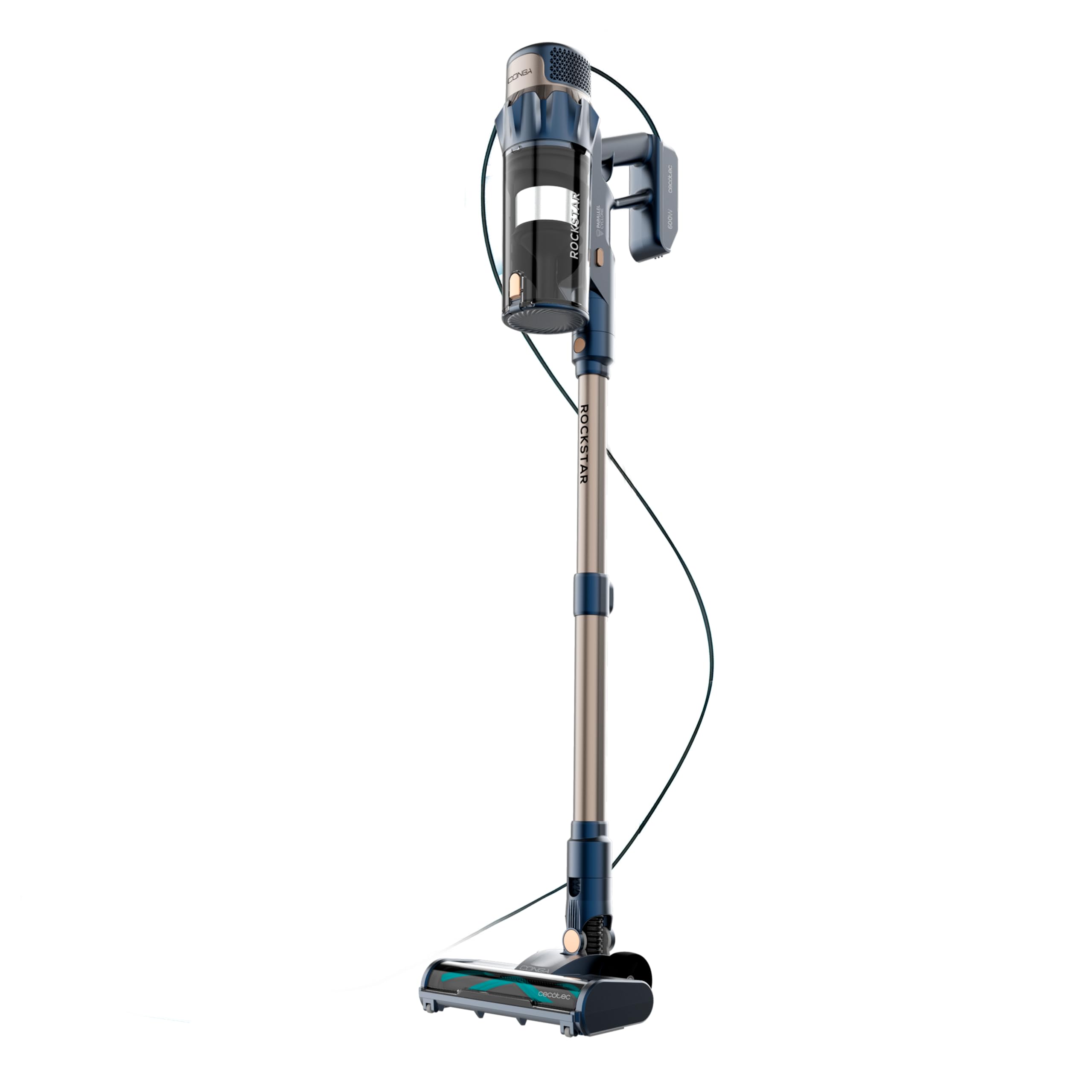 Cecotec Rockstar 800 Powerhead Titan Conga Broom Vacuum Cleaner with Cord. 600W, 15kPa Suction Power, 700 ml Reservoir, Motorized Brush, Telescopic Tube, Accessories, Radius of Action 9 m