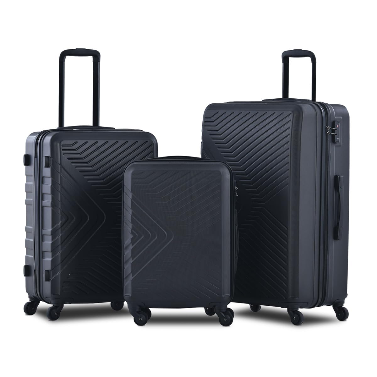 Travelhouse Luggage Sets, Expandable Hardside Suitcases 24in/28in, Carry on 20in,3 Piece Set Travel Luggages Clearance with Double Spinner Wheels TSA Lock Lightweight (Black-65)
