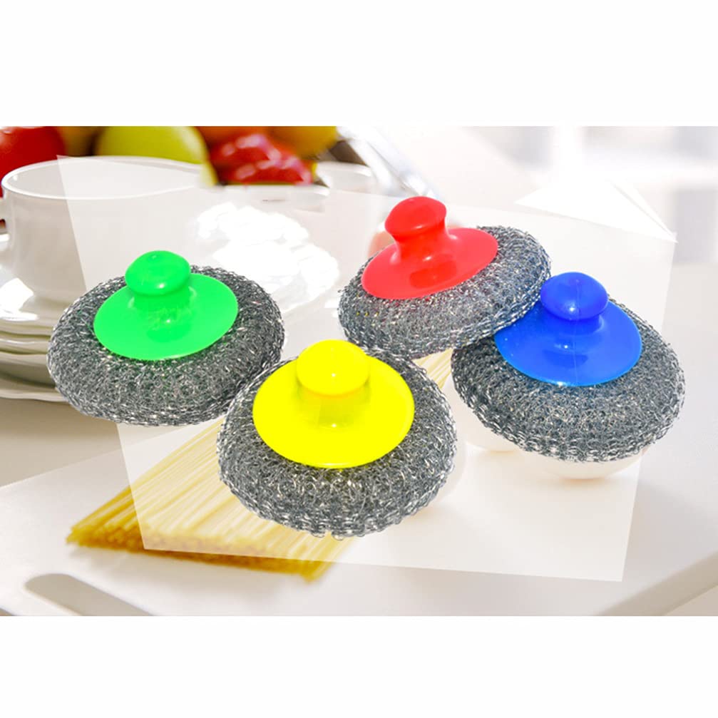 Cabilock Dishwasher Cleaner 8pcs Stainless Steel Sponges Metal Scouring Pad cleaning Steel Wool Scrubber with Handle for Kitchens Bathroom Scouring Pads Sponge - Image 3