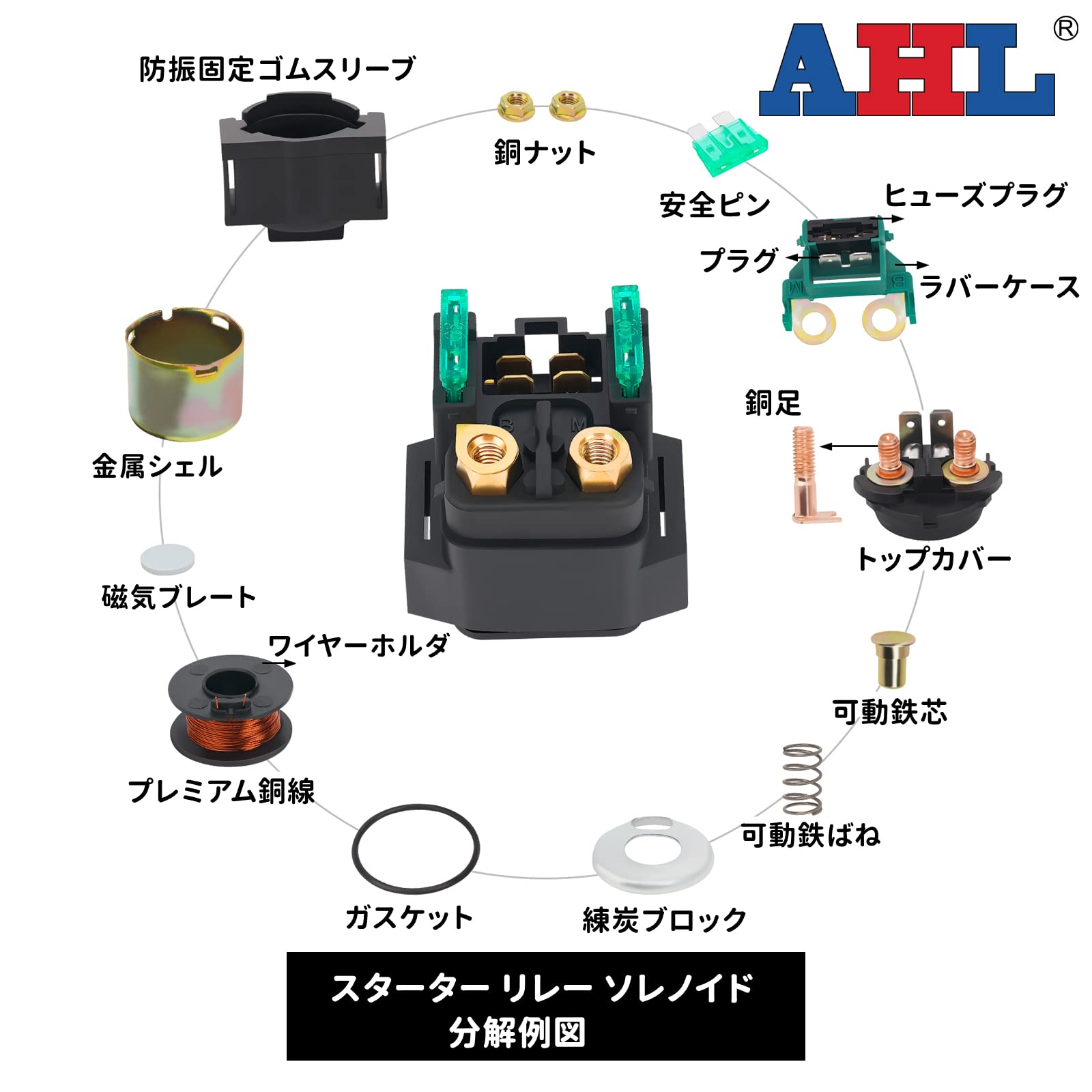 Amazon | AHL バイク用 スターター リレー ソレノイド 4BH-81940