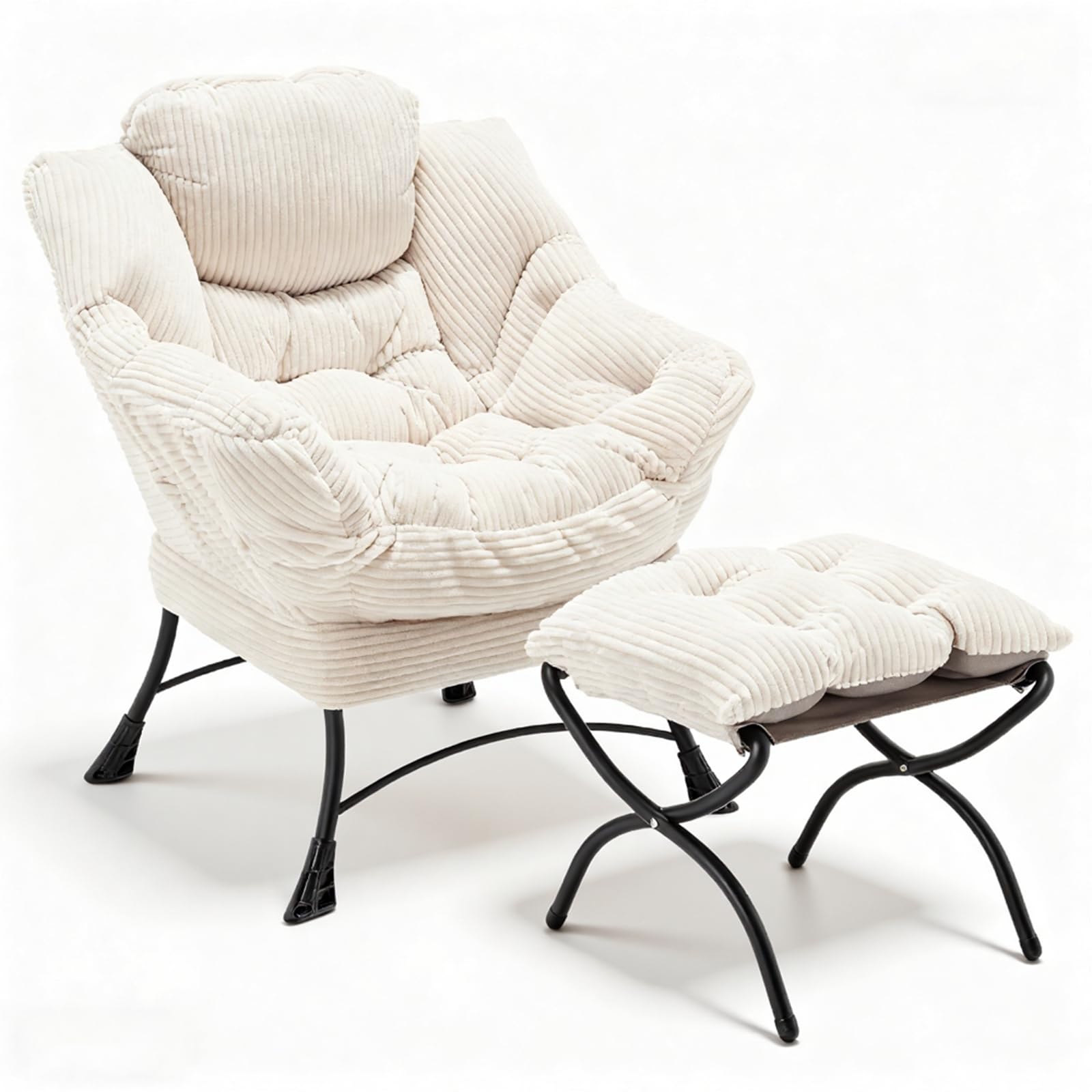 XUOXFUTZIG Lazy Chair with Ottoman, Modern Skinny Lounge Chair