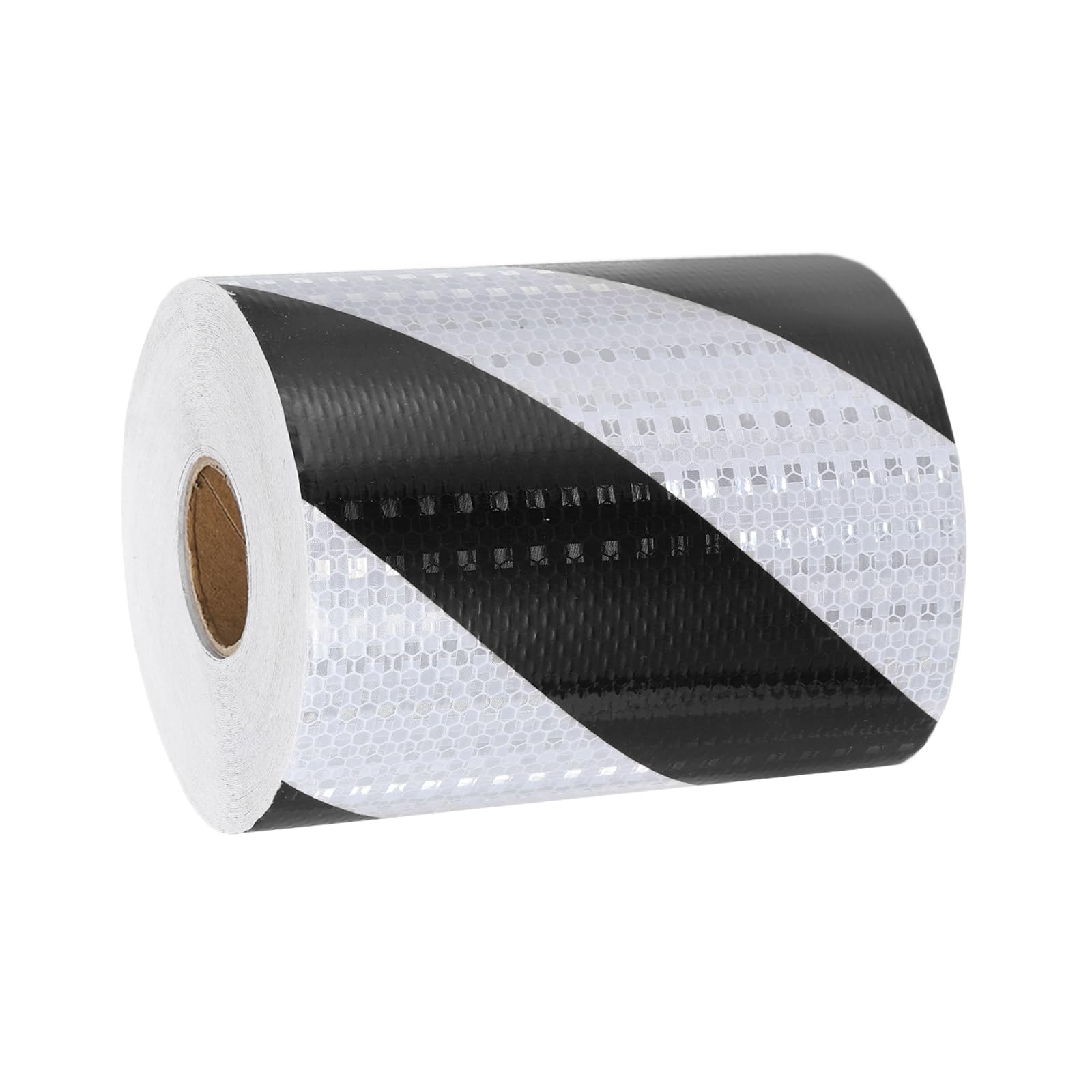sourcing map Bande réfléchissante - 15,2 cm x 25 m - Autocollant d'avertissement de sécurité - Réflecteurs de nuit - Ruban adhésif en sergé pour voitures, camions, remorques, noir et blanc