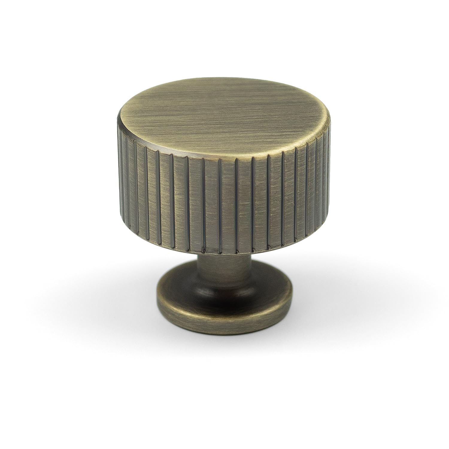 Rackhams Dark/Gold Antique Brass Reeded Knob/Handles - 28Mm Knob