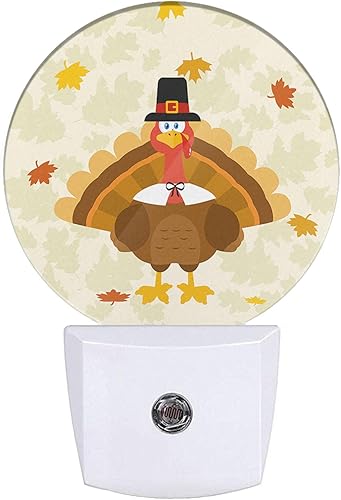 Miniatura 1 de Linda lámpara de noche de pavo para días festivos, feliz Acción de Gracias, otoño, hojas de arce, luz nocturna naranja, sensor LED del atardecer al
