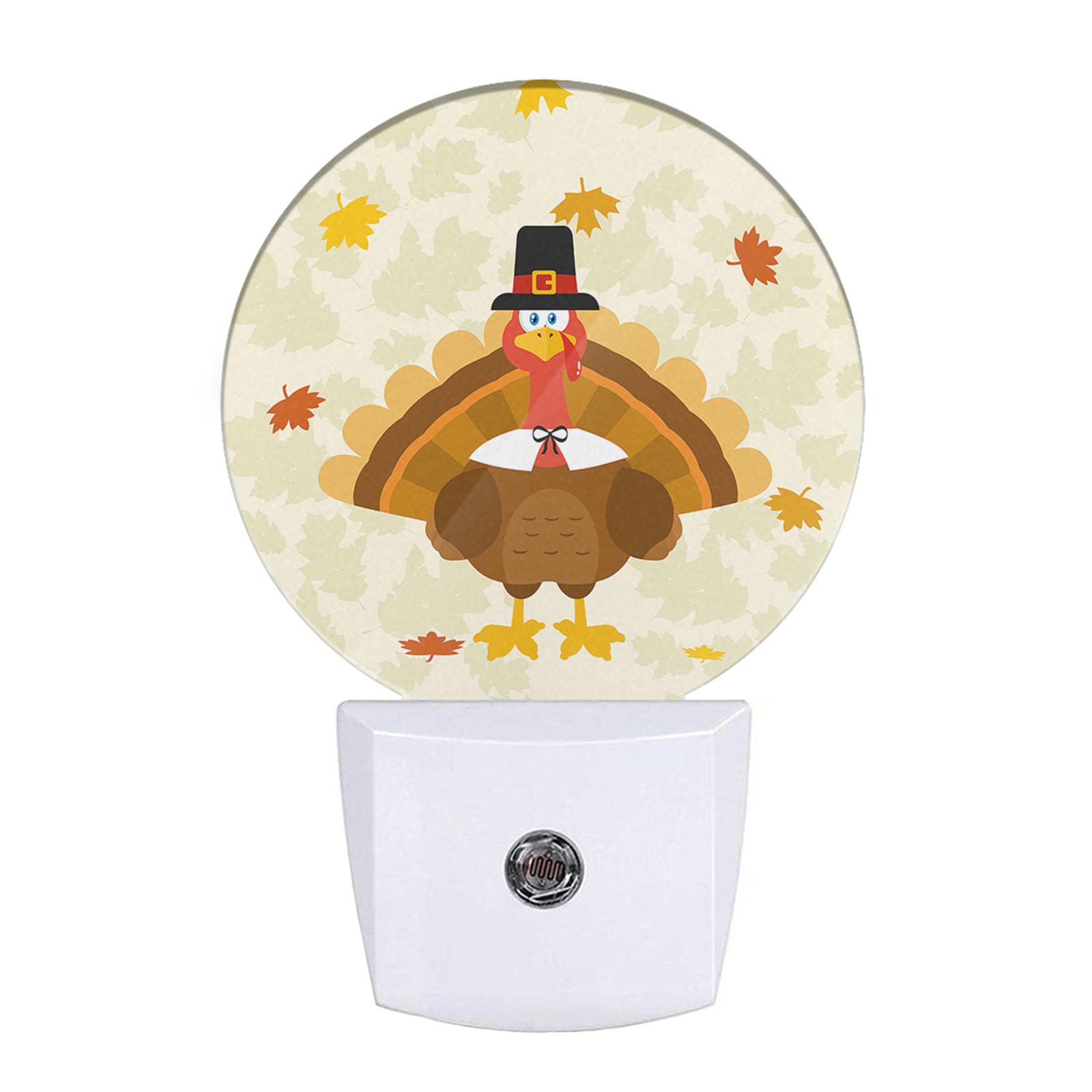Uanvaha Cute Holiday Turkey Plug-in Nightlight Happy Thanksgiving Autumn Maple Leaves Orange Night Light LED Dusk-to-Dawn Sensor for Boys Girls Gifts