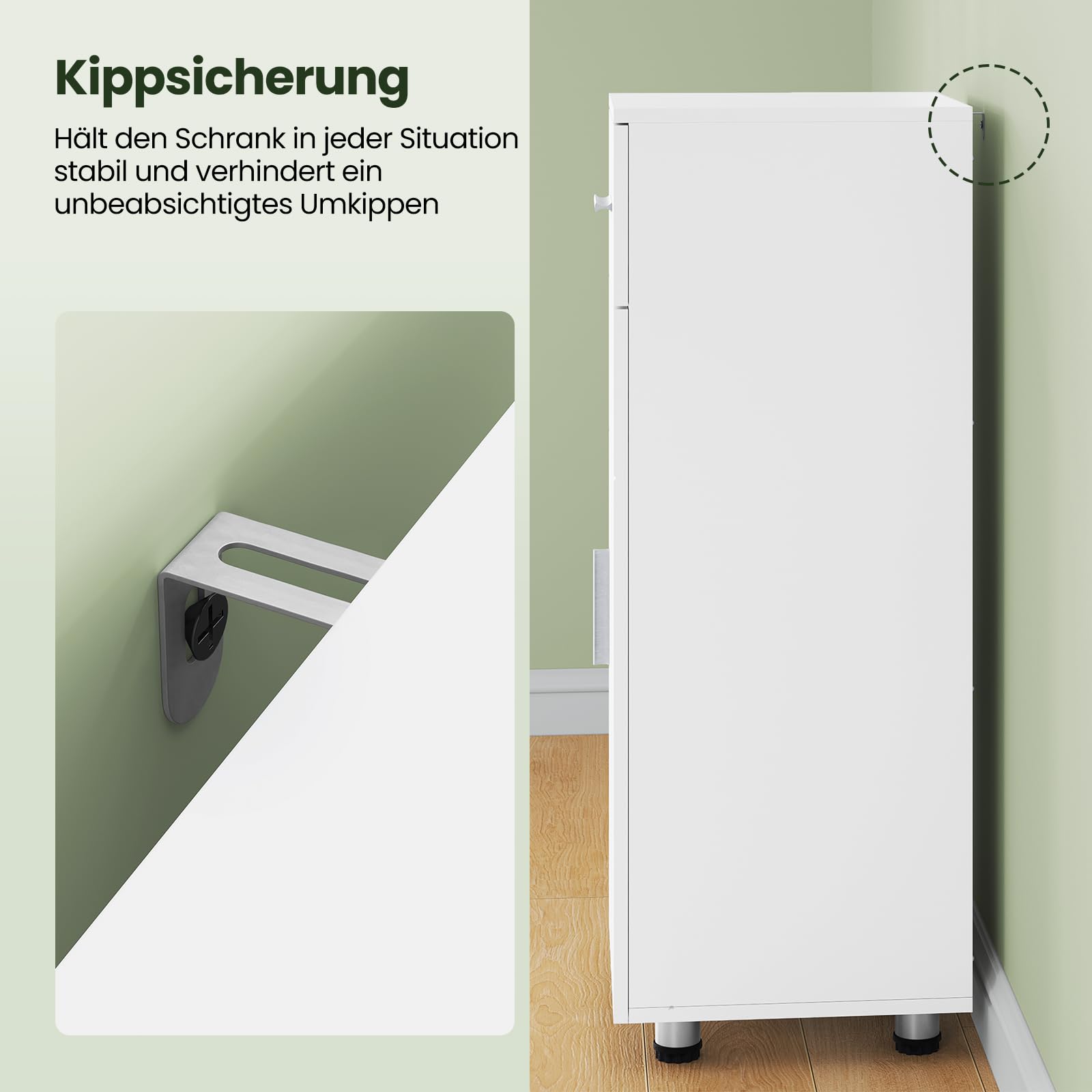 EUGAD Badezimmerschrank, Badschrank mit 1 Schubladen,mit 1 Verstellbarer Trennwand,Badschrank Schubladenschrank mit Tür, Aufbewahrungsschrank, 30x80x30 cm,Matt weiß