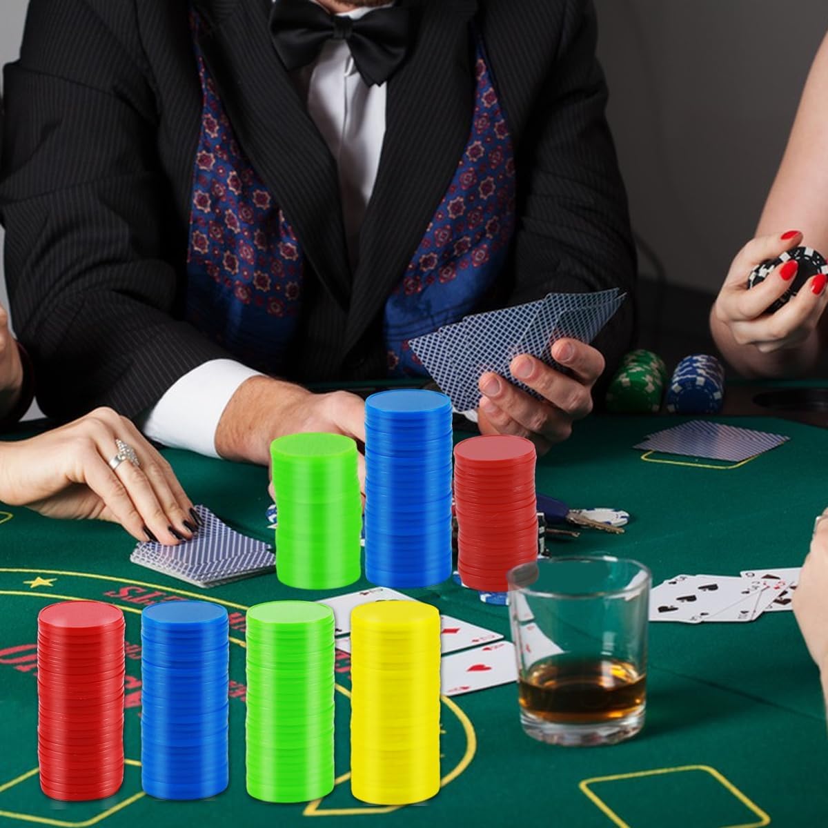 XZMCAT 400 Fiches Poker, 4 Colori da 0,98Pollici Gettoni di Gioco in Plastica, Conta Le Patatine, Giochi di Carte Fiche, per Imparare Calcoli Matematici, Giochi di Bingo, Ricompensa Chip da Gioco
