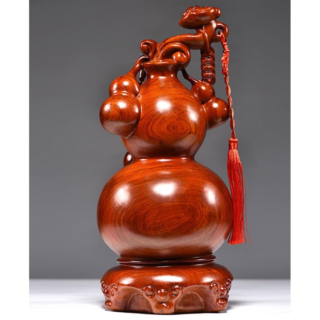Dekoracja biurka Scultura In Legno Zucca Ornamento Legno Massiccio Soggiorno Mogano Casa Cinese Artigianato Decorativo Rzeźby Wystrój Domu (15 cm)