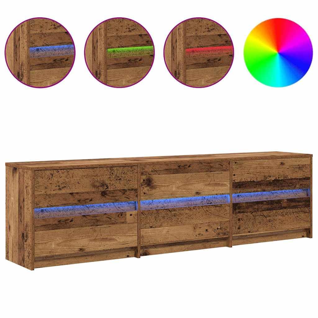 Rustykalna szafka pod telewizor brązowa, 180 x 34 x 50 cm, drewniana podstawka pod telewizor do salonu, centrum rozrywki z drzwiami przesuwnymi, konsola TV do sypialni, uniwersalna szafka na