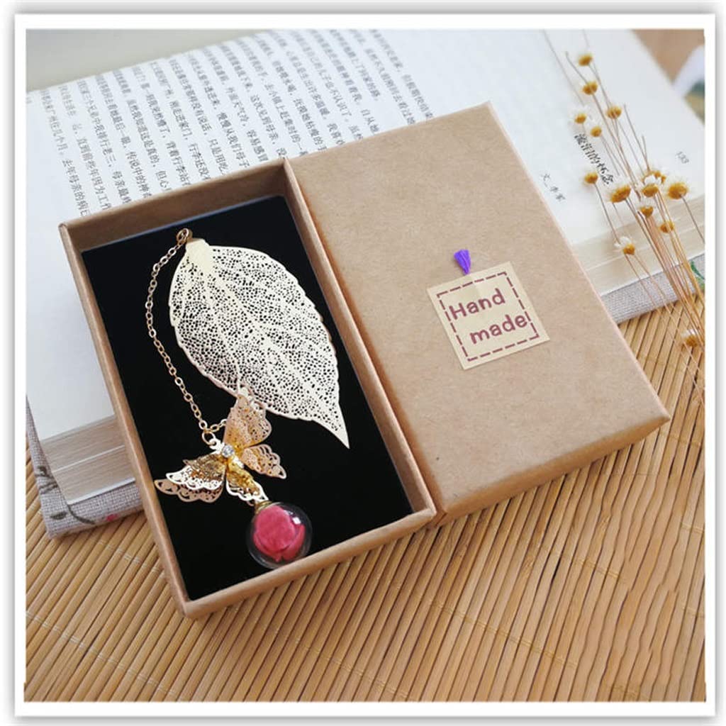 SUNESA Lesezeichen 1pc Metall kreatives Metallblatt Immortal Blume Lesezeichen Geschenk for Freunde Antiquitäten Metall Lesezeichen Stationerei Buch Markierungen (Color : G)