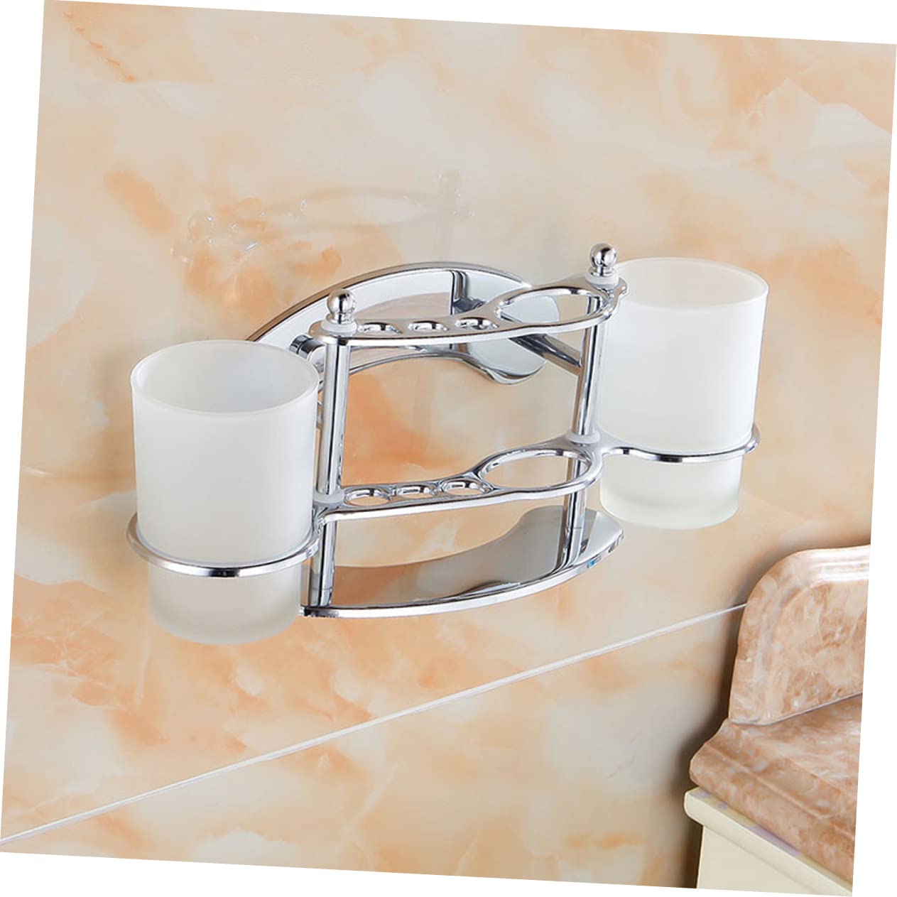 LIFKOME Portaspazzolino E Bicchiere in Acciaio Inossidabile Da Parete Portaspazzolino Bicchiere Per Bagno Supporto Per Spazzolini E Gargarismi