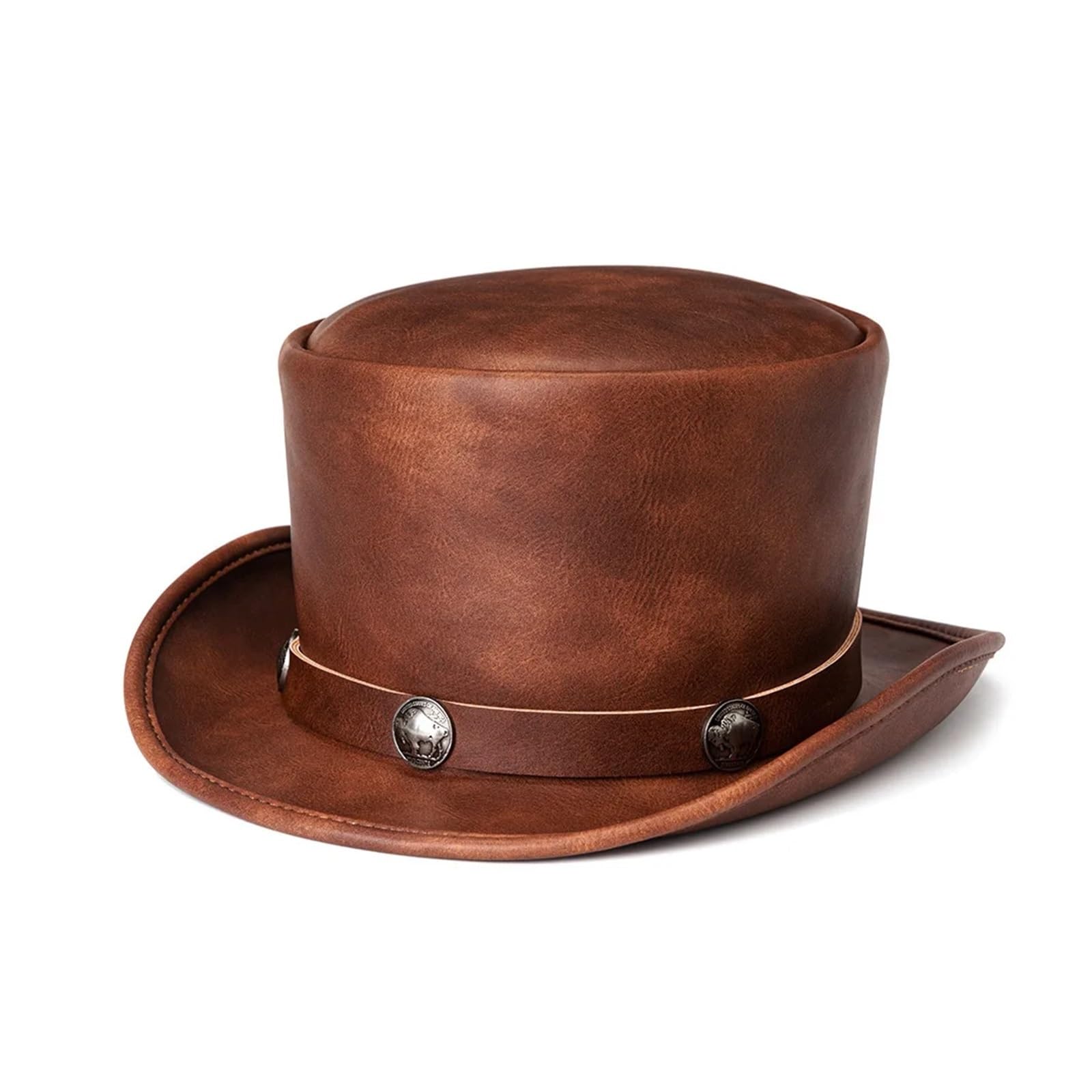 Sombrero Fedora Hombre Sombrero gótico Punk Steampunk, Gorra de cúpula de Cuero PU Retro Industrial, Disfraz de Bruja mágica Unisex