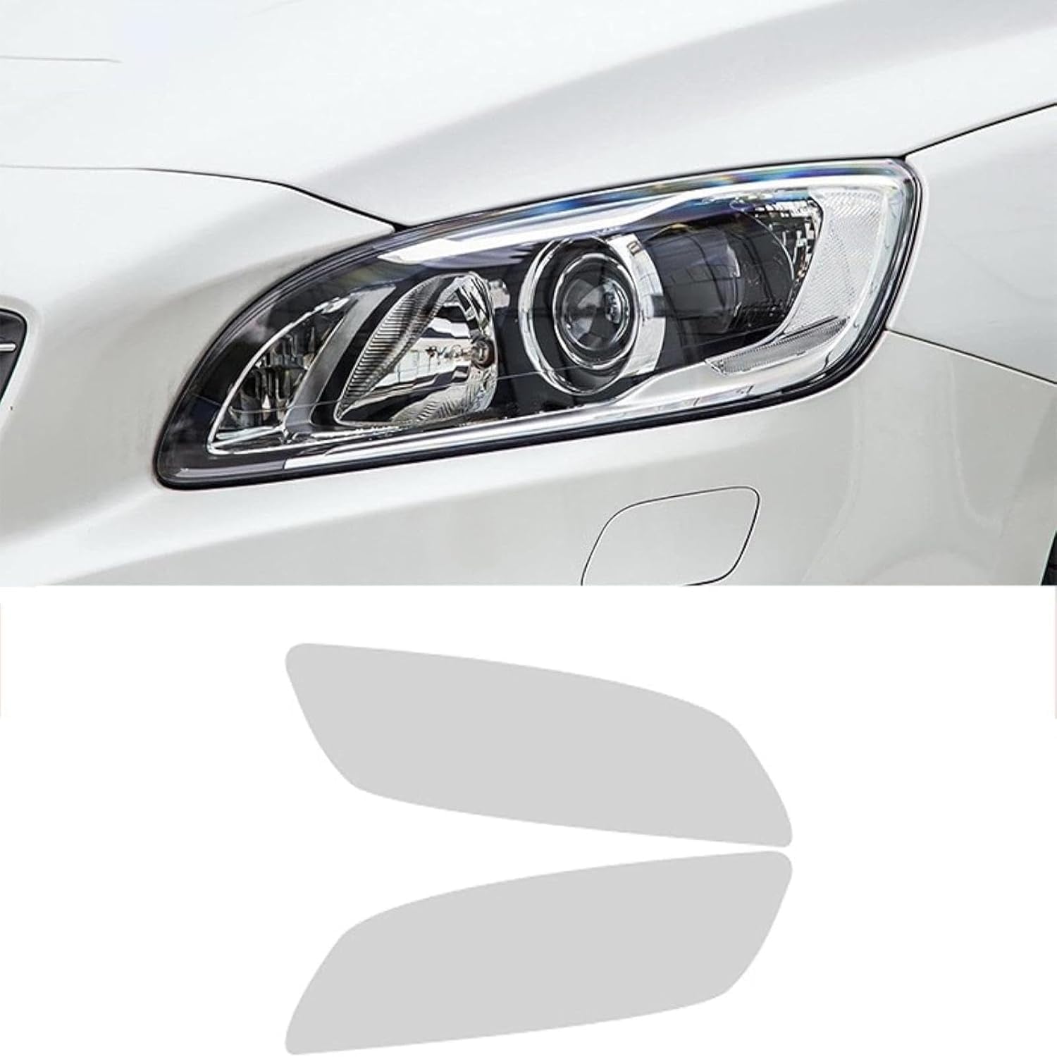 SamLng Car Front Light Film for Volvo V60 2014-2018 Car Headlight Film Front Light Transparent Blackened Moulding Vinyl Protection Sticker Car Light Film