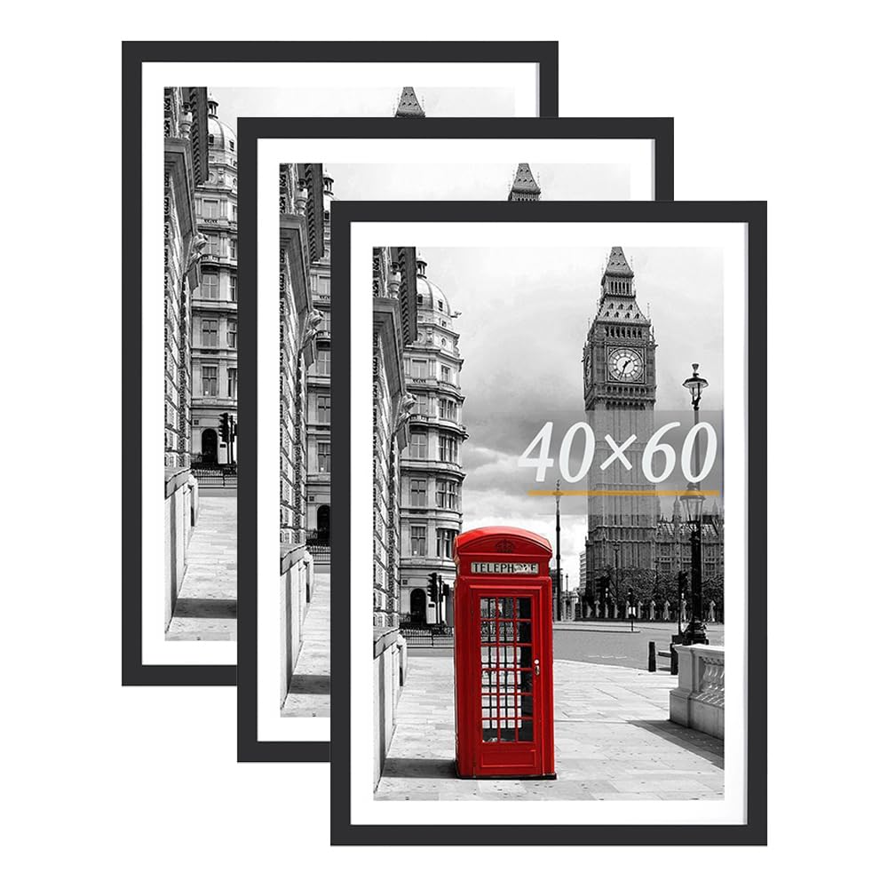 Scholar Tree 3 Pack 40x60 Frame, Black 40x60cm Picture Frames, Wall Hanging Photo Frame