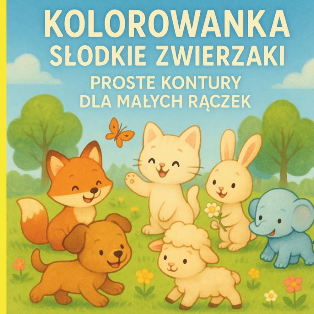 Kolorowanka Słodkie Zwierzaki: Proste Kontury dla Małych Rączek: Duże Psotne Psiaki, Kotki, Lisy i Inne Urocze Postacie dla Dzieci w Wieku 2-5 Lat