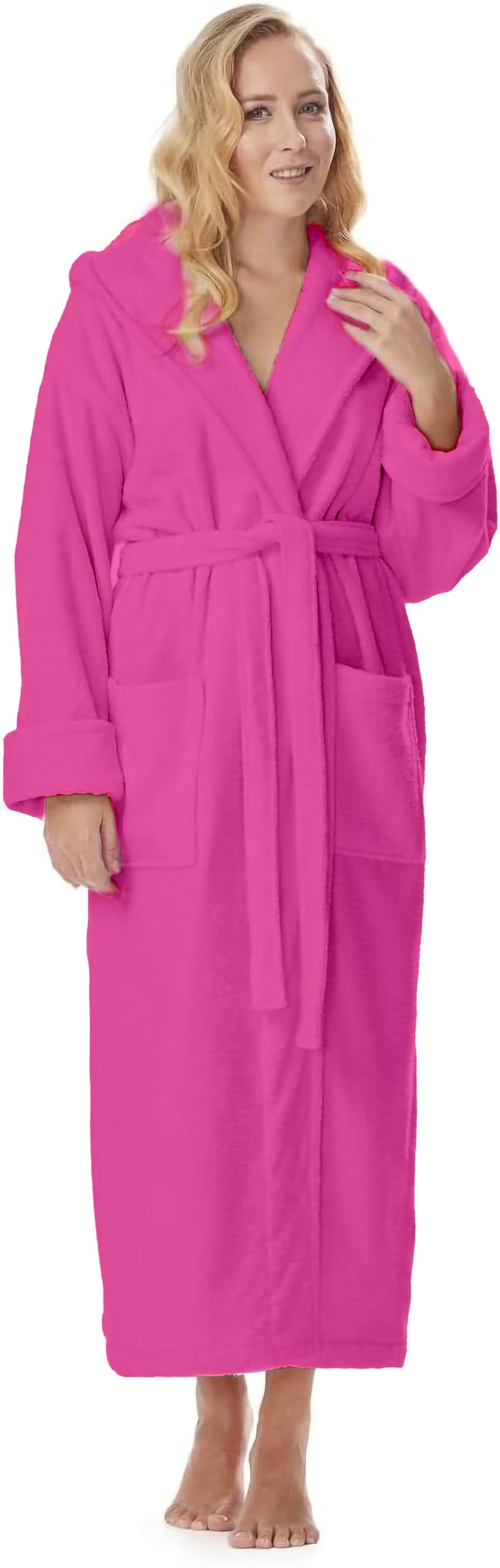 kahaf collection cotton terry robes for women and men, terry shawl collar bathrobe, one size - unisex men & women spa robe